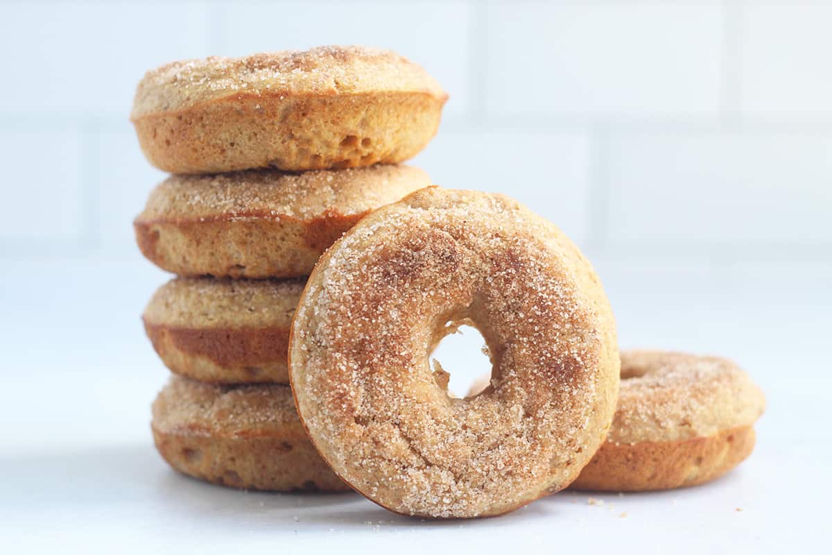 stack of baked apple donuts