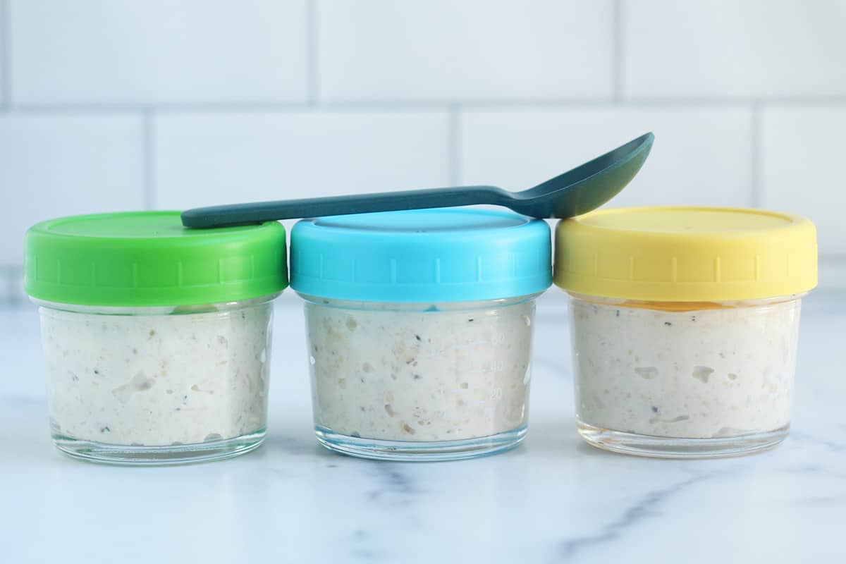 overnight oats in small storage containers