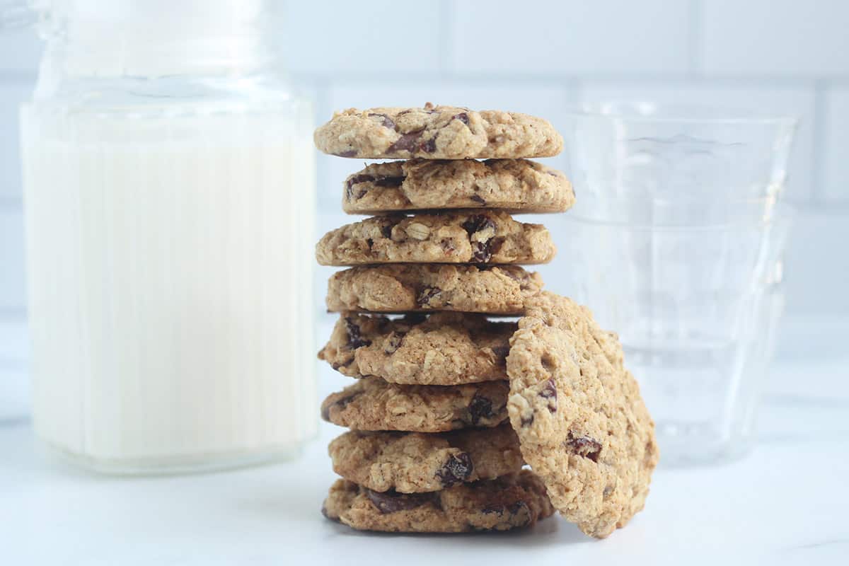 stack of oatmeal chocolate chip cookies
