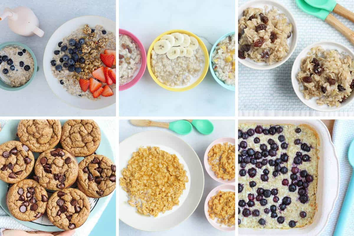 healthy oatmeal recipes in grid of 6.