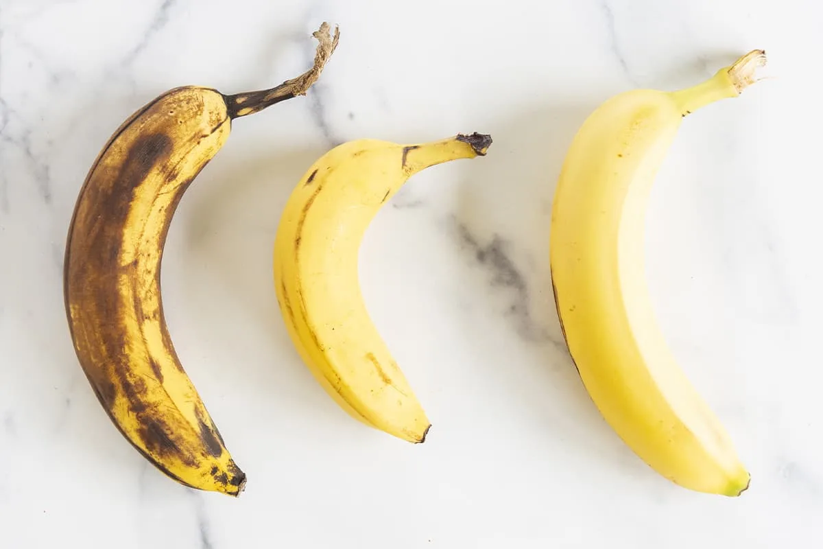 range of bananas on countertop.