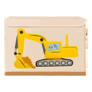 Excavator Kids Large Toy Storage Bin 20x14 – Foldable Washable Canvas Organizer for Playroom, Nurser